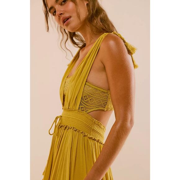 Free People Santa Maria Maxi Dress - L - Mossy Gold - Picture 4 of 4
